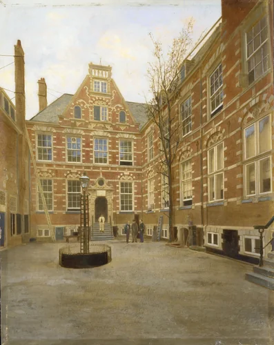 Binnenplaats van het Oost Indisch Huis te Amsterdam by anonymous, painting, 1870-1880