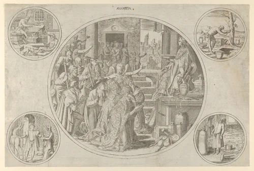 Avarice, from "Seven Deadly Sins" by Léon Davent, print, 1542-1552