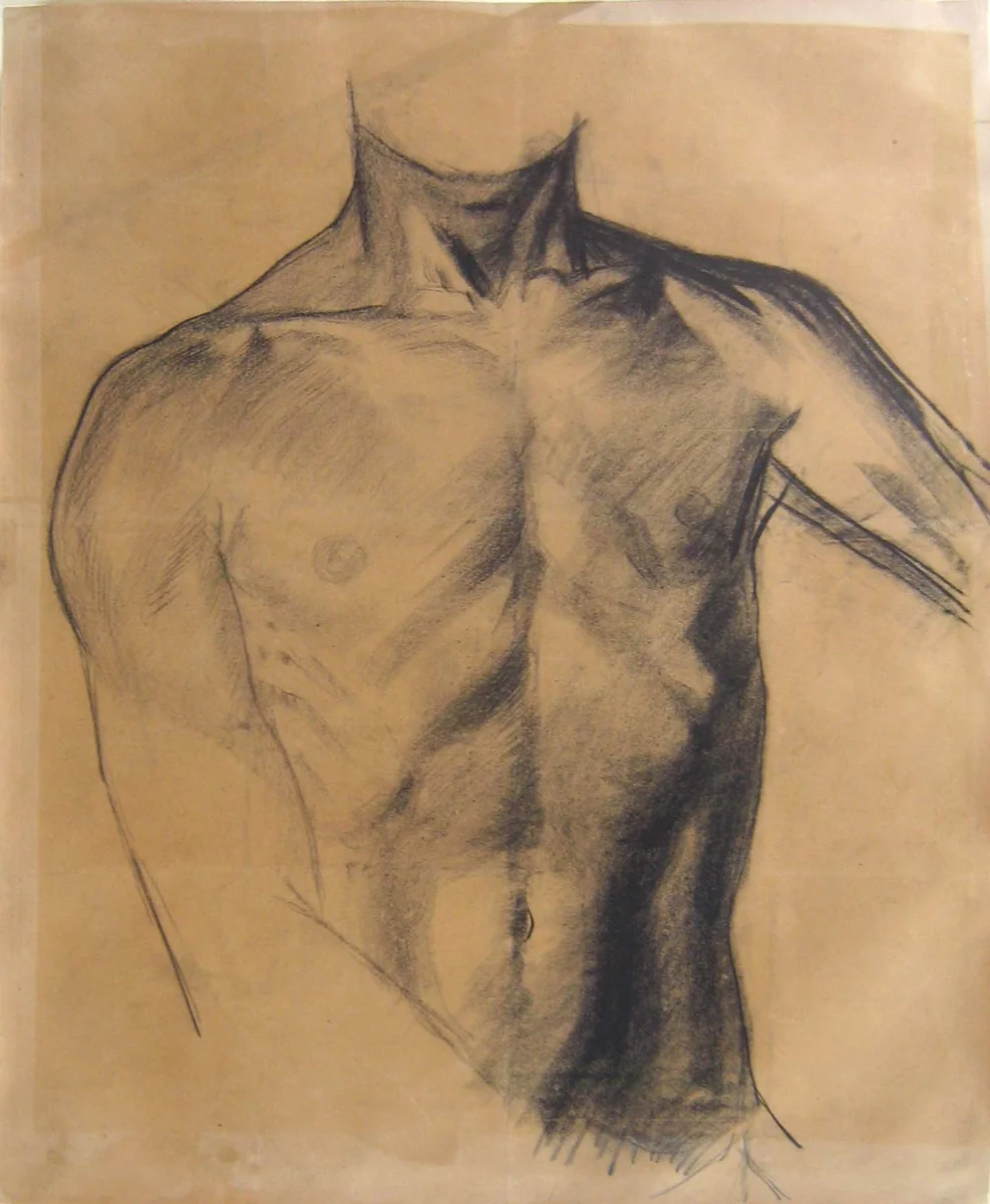 Male Torso by José Clemente Orozco, drawing, 1923