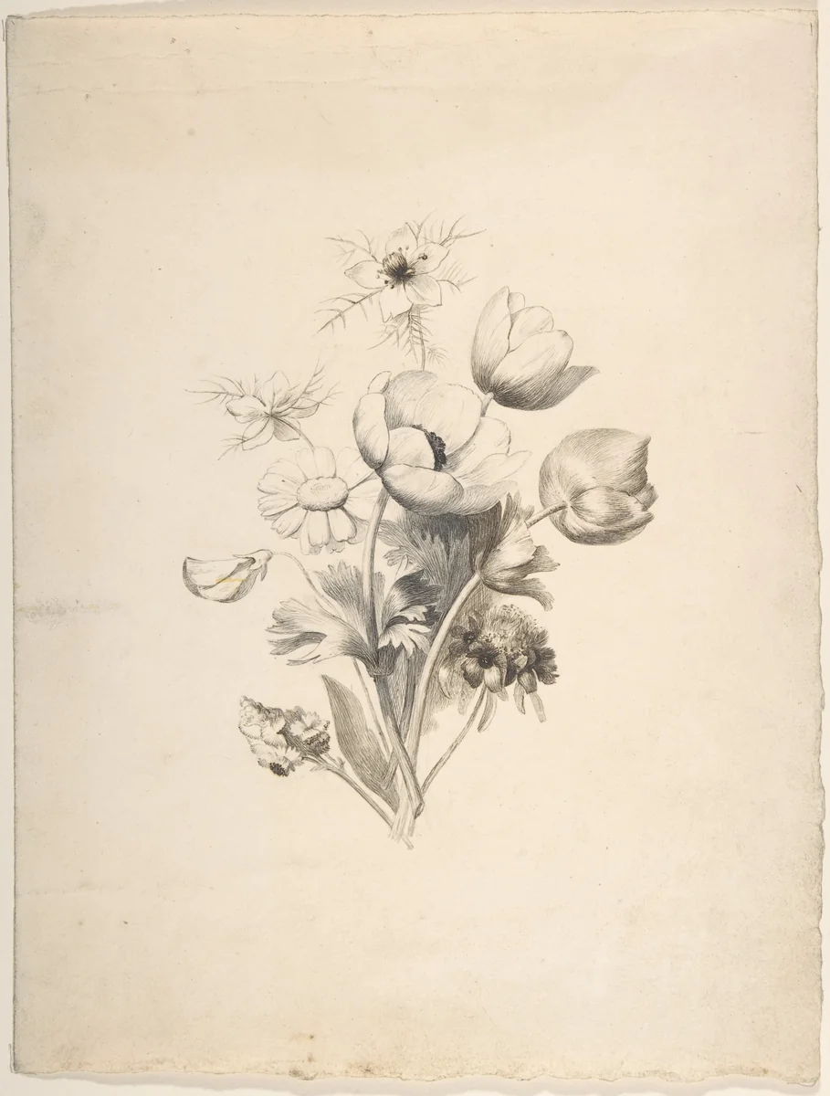Floral Design by Antoine Berjon, drawing, 1770-1843
