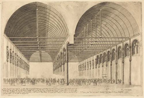 La salle des pas-perdus à l'ancien Palais-de-Justice, Paris (The Antechamber of the Palace of Justice, Paris) by Charles Meryon, print, 1855