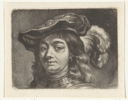 Portret van een man met een muts by Godfried Schalcken, print, 1653-1706