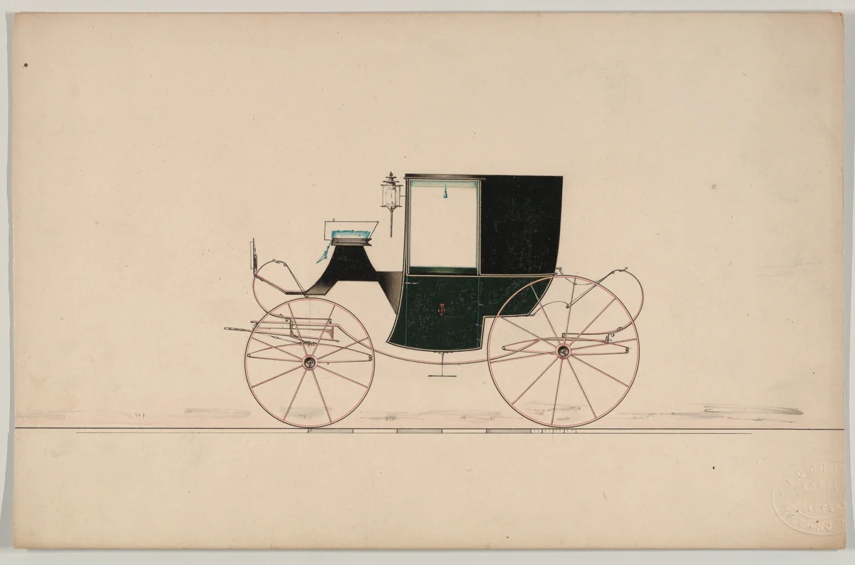 Coupe or Brougham (unnumbered) by Brewster & Co., drawing, 1850-1870