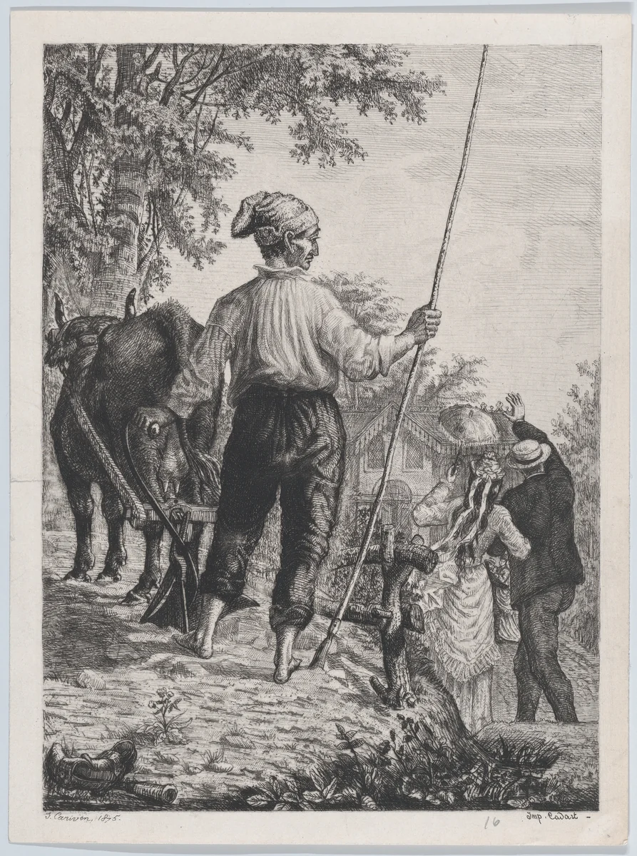 The Rustics by J. Cariven, print, 1875