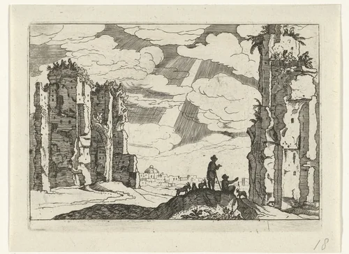 Ruïne van de thermen van Caracalla by anonymous, print, 1594-1685