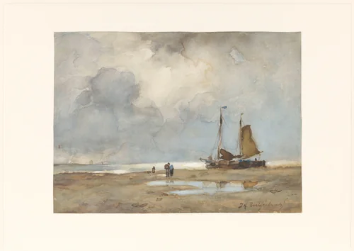View on the Beach by Johan Hendrik Weissenbruch, drawing, 1895