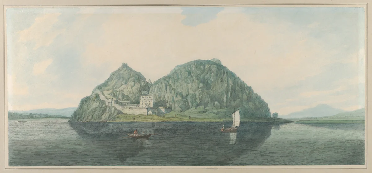 Dumbarton Rock from the South by Joseph Farington, drawing, 1788