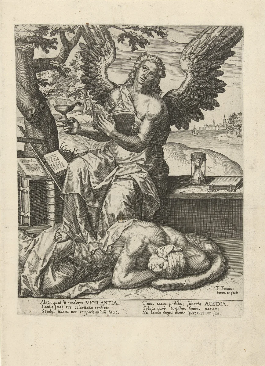Waakzaamheid overwint Traagheid by Unknown, print, 1550-1625