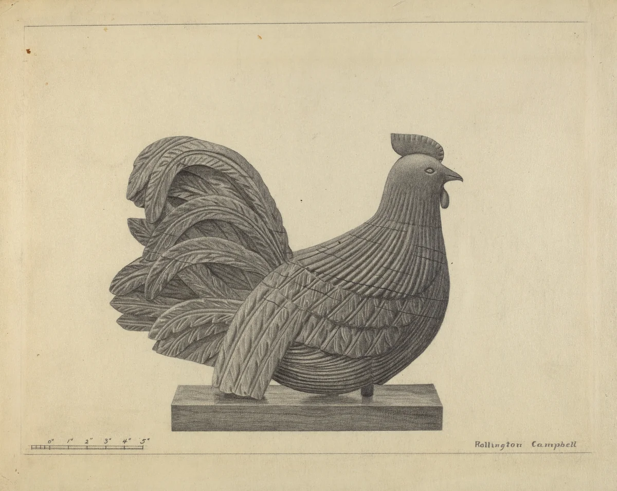 Weather Vane - Cock by Rollington Campbell, index of american design, 1935-1942