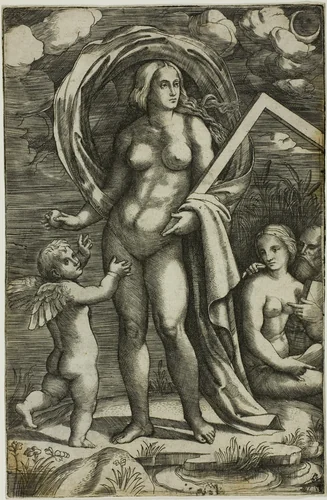 Venus and Cupid by Jacopo Francia, print, 1506-1540