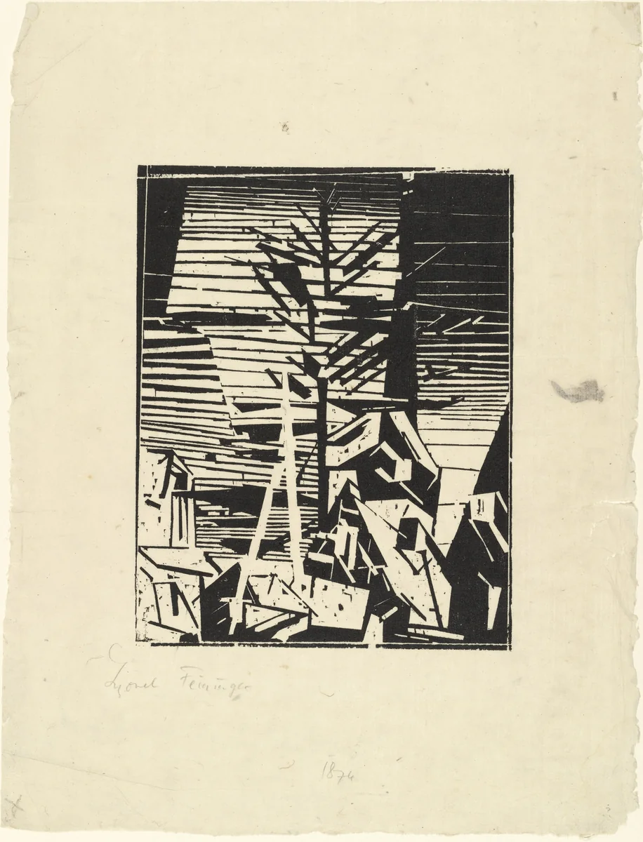 Gelmeroda (with the Fir Tree) (Gelmeroda [mit Tanne]) by Lyonel Feininger, print, 1918