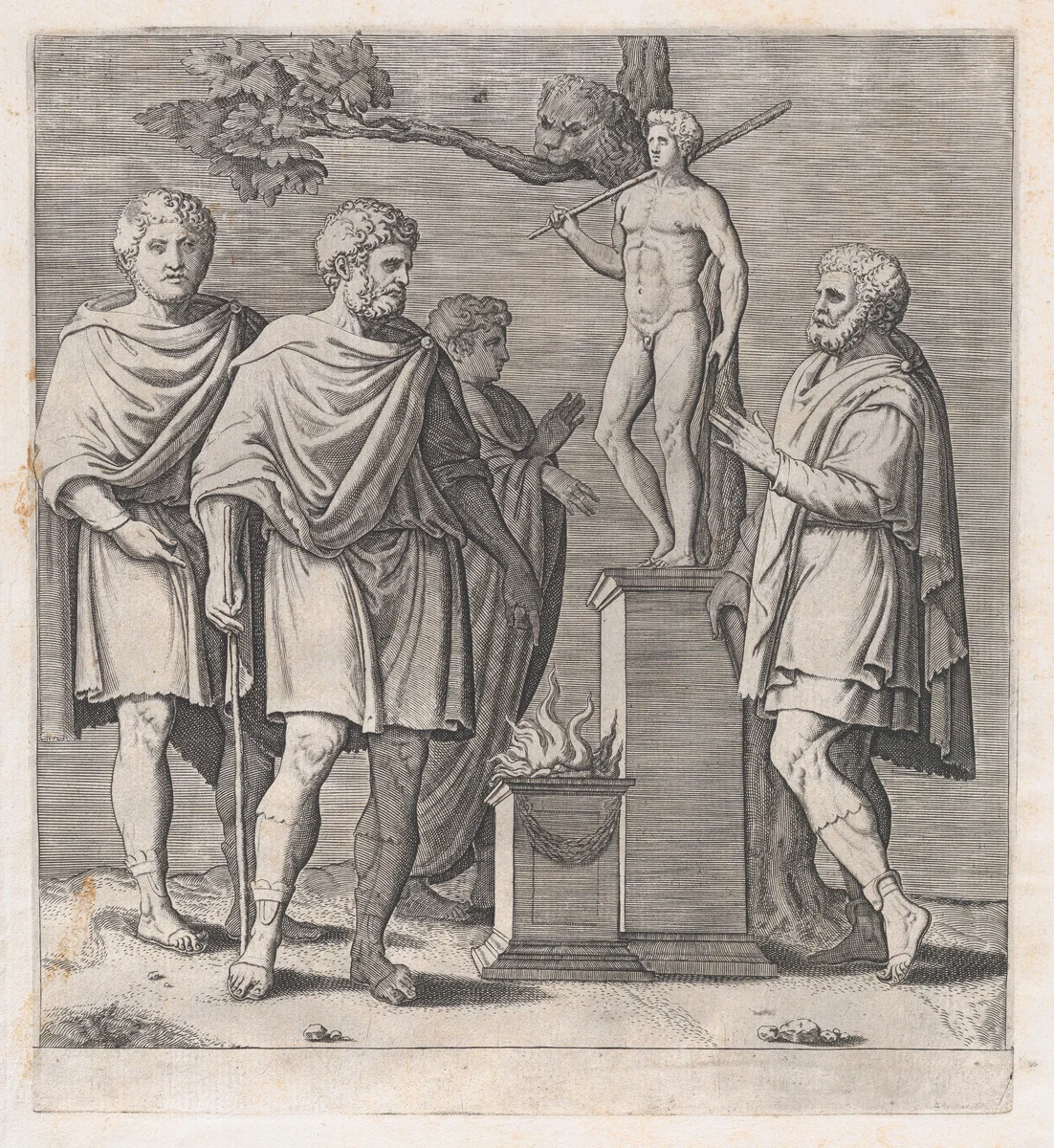 Sacrifice to Hercules, from "Speculum Romanae Magnificentiae" by anonymous, print, 1530-1560