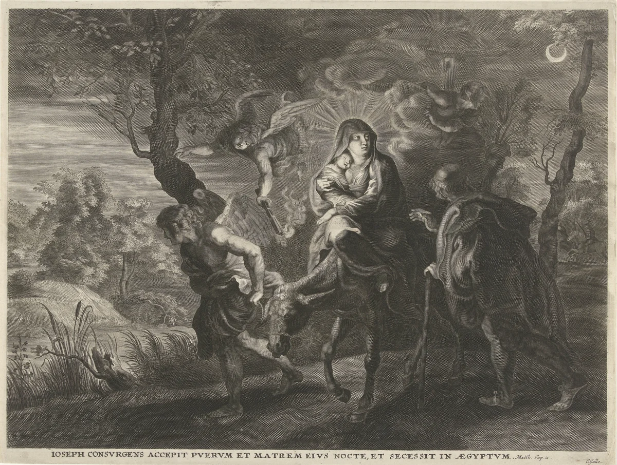 Vlucht naar Egypte by Unknown, print, 1586-1650
