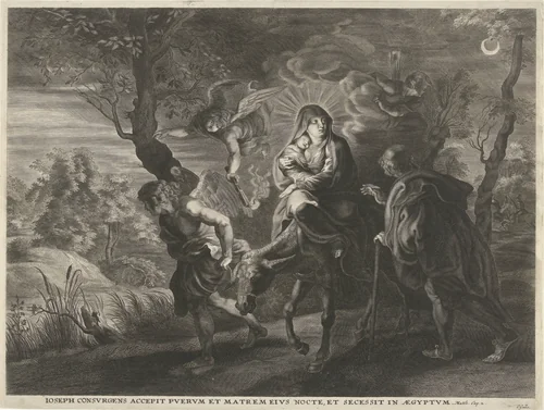 Vlucht naar Egypte by Unknown, print, 1586-1650