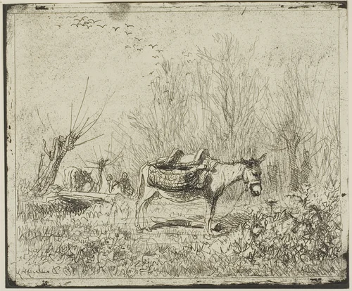 The Donkey in the Meadow by Charles-François Daubigny, print, 1862