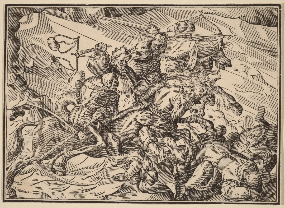 The Four Horsemen of the Apocalypse by Christoph Murer, print, 1558-1614