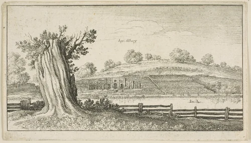 Albury with Tree-Stump in Foreground by Wenceslaus Hollar, print, 1640-1650