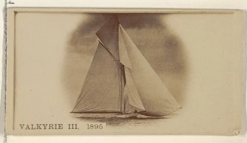 Valkyrie III, 1895, from the Famous Ships series (N50) for Virginia Brights Cigarettes by Allen & Ginter, photograph, 1895