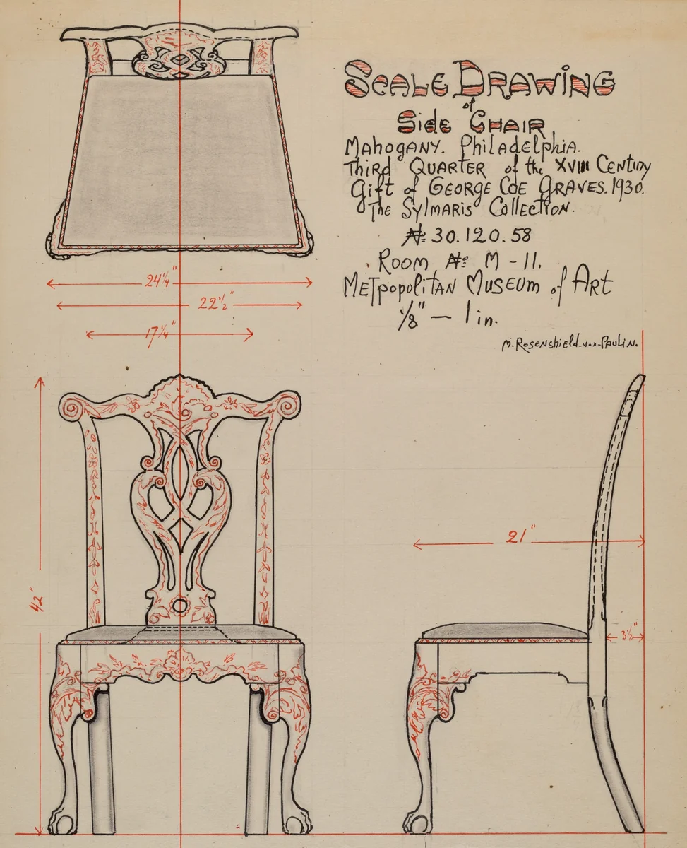 Side Chair by M. Rosenshield-von-Paulin, index of american design, 1936