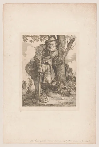 Bedelaar met krukken by Johannes Josephus Aarts, print, 1907