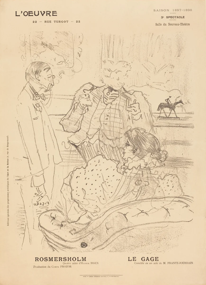 Rosmersholm; Le Gage by Henri de Toulouse-Lautrec, print, 1897