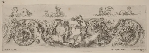 Ornamental Frieze with Marine Creatures by Stefano della Bella, print, 1648