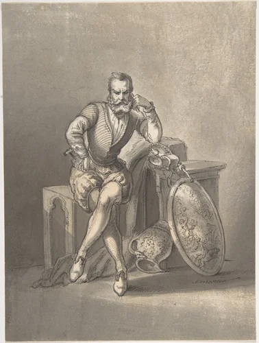 Portrait of a Silversmith, Seated by Ernest Meissonier, drawing, 1830-1891