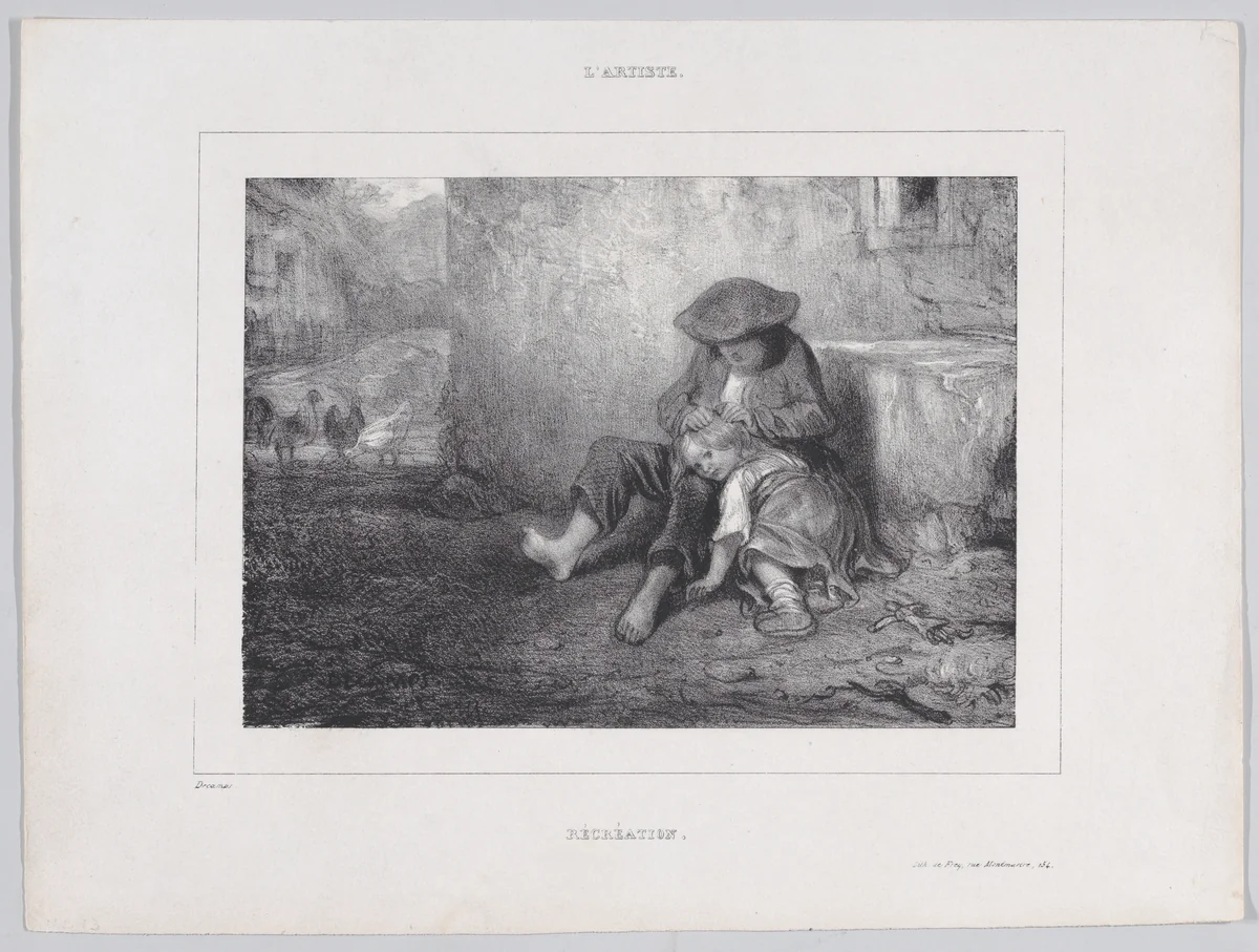 Recess, from "L'Artiste" by Alexandre-Gabriel Decamps, print, 1834