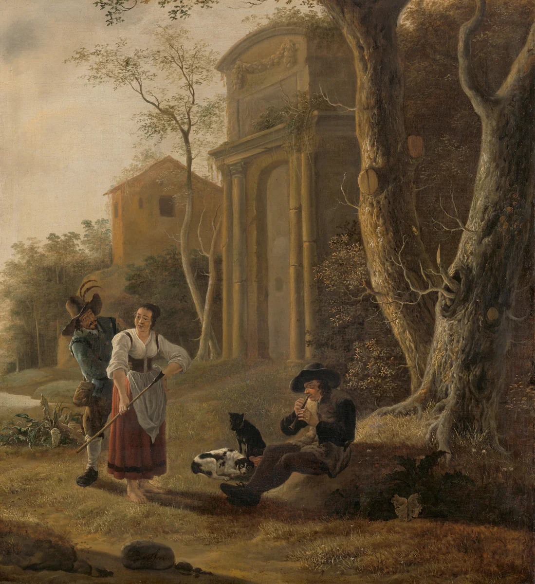 "The Piper (Shepherd Scene with Shawm Player by Jan Baptist Wolfaerts, painting, 1646