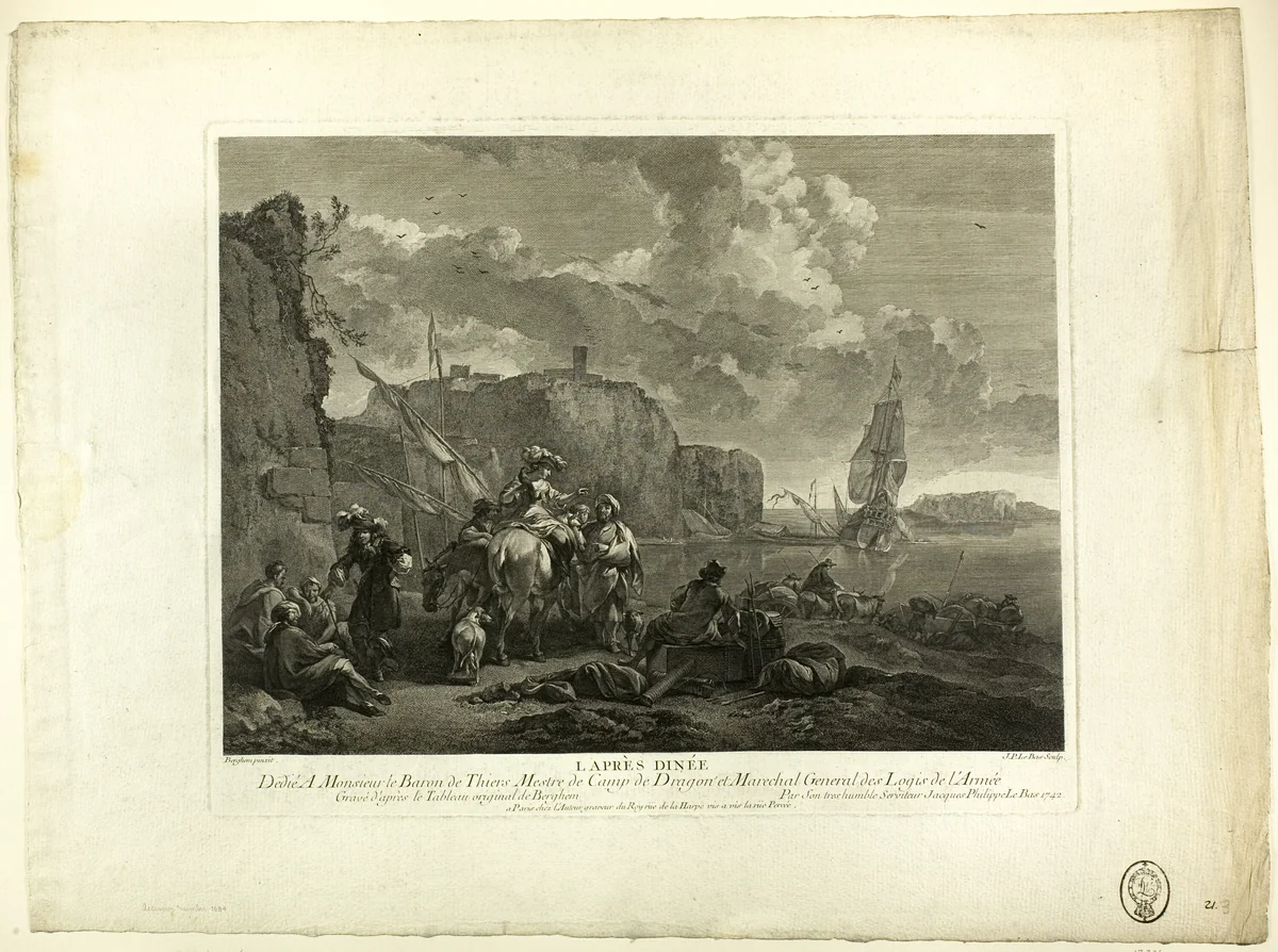 After Dinner by Jacques-Philippe Le Bas, print, 1742