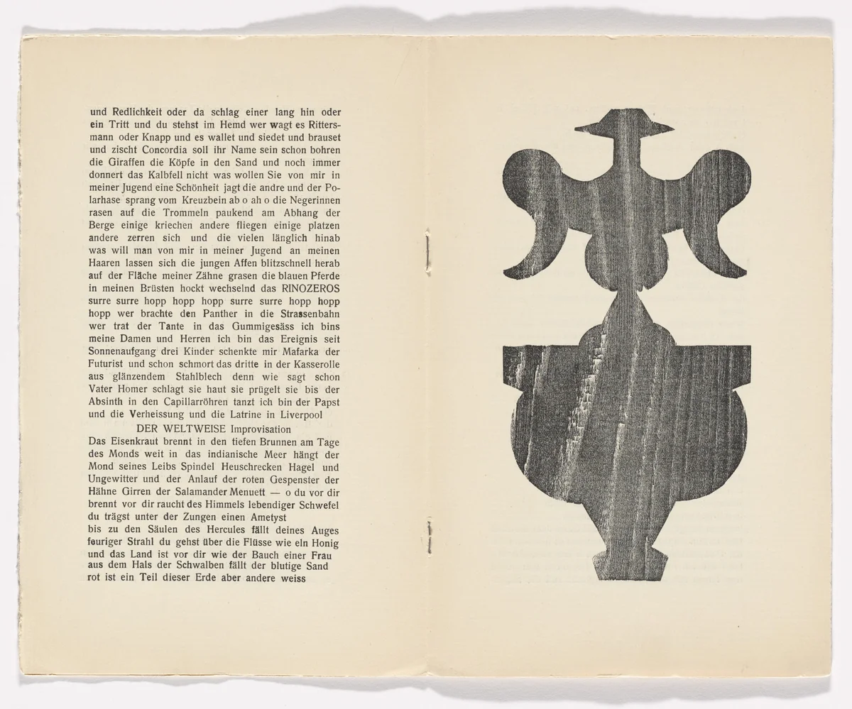Plate (folio 5) from Phantastische Gebete (Fantastic Prayers) by Jean Arp, illustrated book, 1916