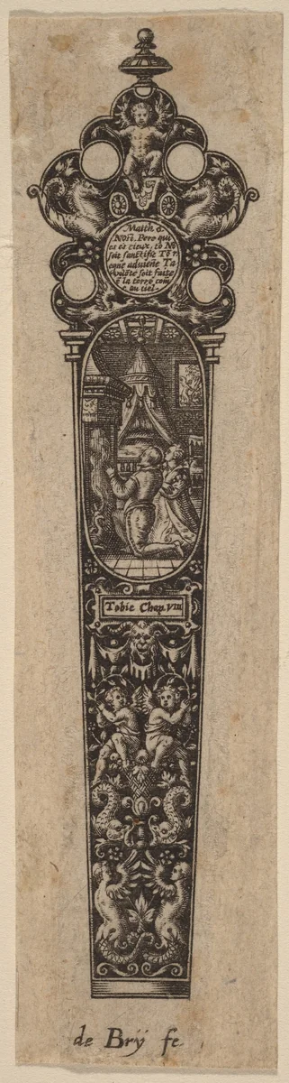 Ornament for Knife Handle by Theodor de Bry, print, 1528-1598