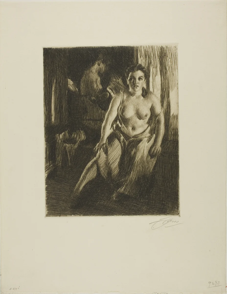 The Bed-Stool by Anders Zorn, print, 1914