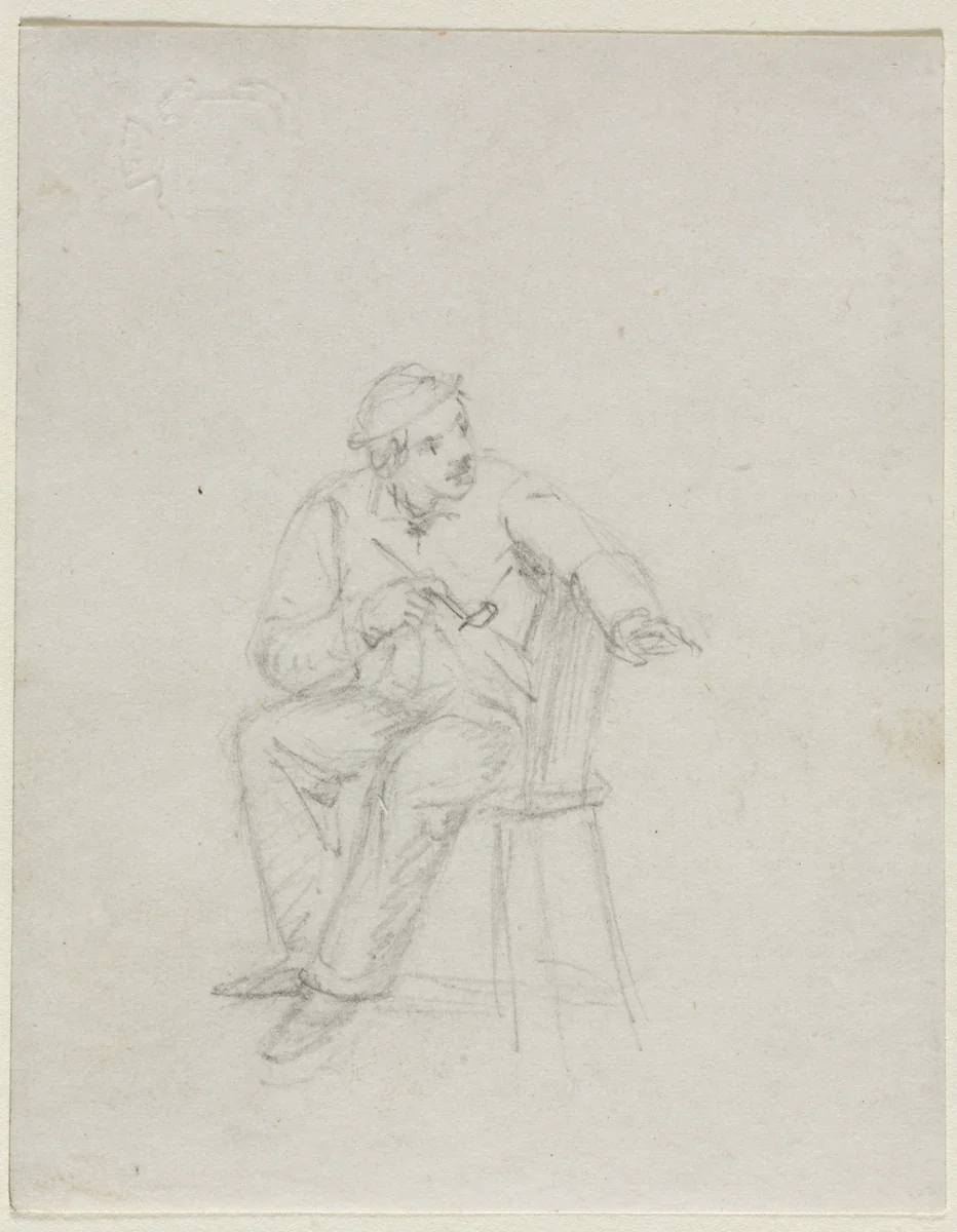 Man Smoking a Pipe by William Sidney Mount, drawing, 1822-1868