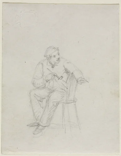 Man Smoking a Pipe by William Sidney Mount, drawing, 1822-1868