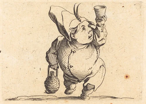 The Drinker, Front View by Jacques Callot, print, 1622