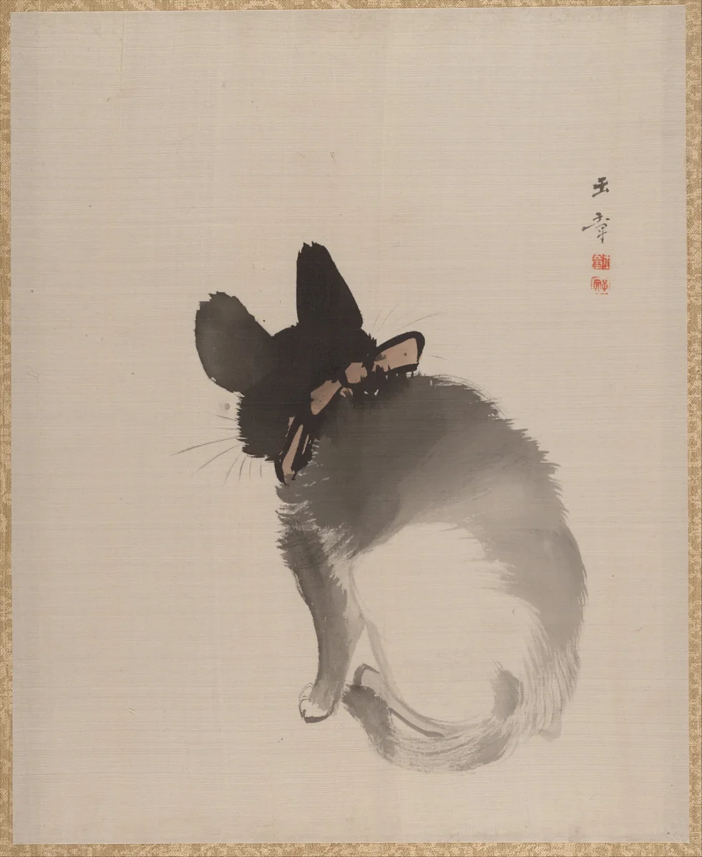 Cat Seen from Behind by Kawabata Gyokushō, painting, 1887-1892