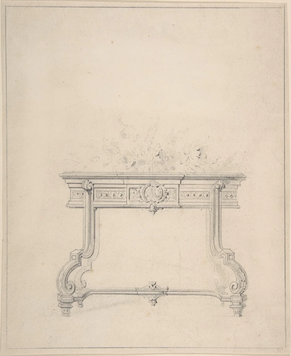 Design for Console Table by anonymous, drawing, 1800-1900