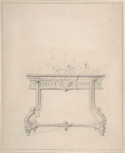 Design for Console Table by anonymous, drawing, 1800-1900