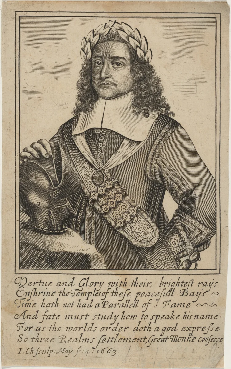 George Monk, First Duke of Albemarle by John Chantry; Robert Gaywood, print, 1663