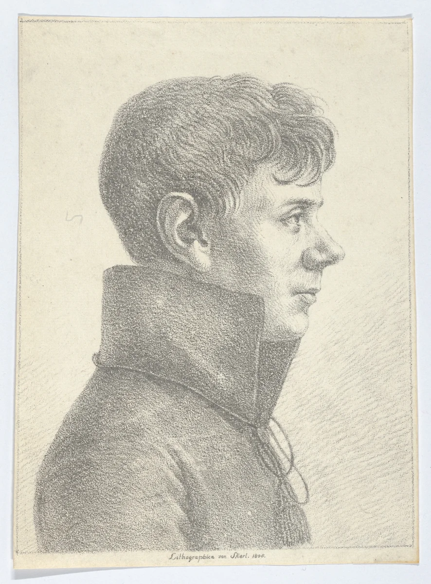 Portrait of a Young Man in Profile by Paul Anton Skerl, print, 1808