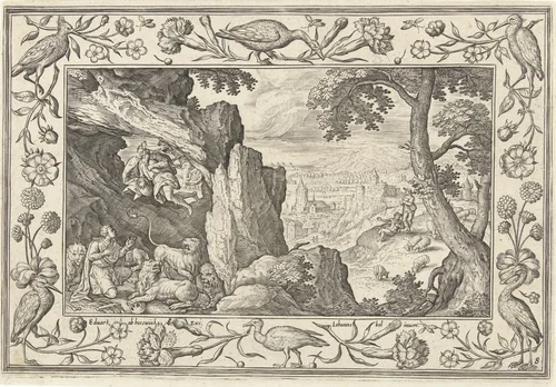 Daniël in de leeuwenkuil by Unknown, print, 1582-1586