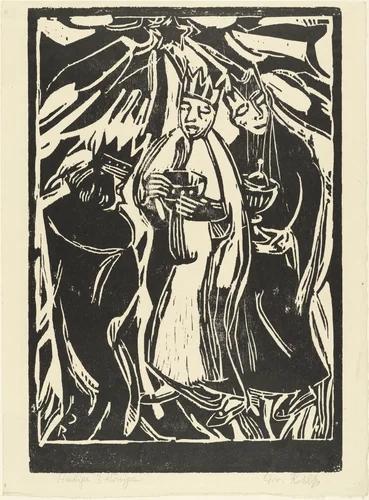 The Three Kings (Die heiligen drei Könige) from the periodical in portfolio form Die Schaffenden, vol. 1, no. 1 by Christian Rohlfs, print, 1910