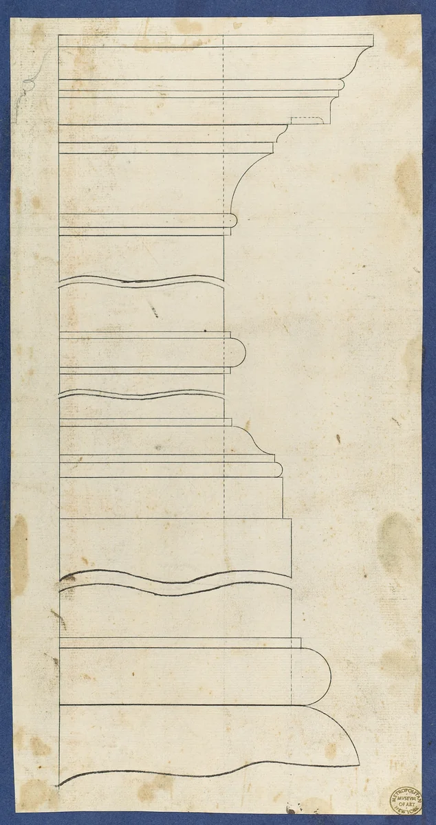 Moldings for Gothic Library Bookcase, from Chippendale Drawings, Vol. II by Thomas Chippendale, drawing, 1753