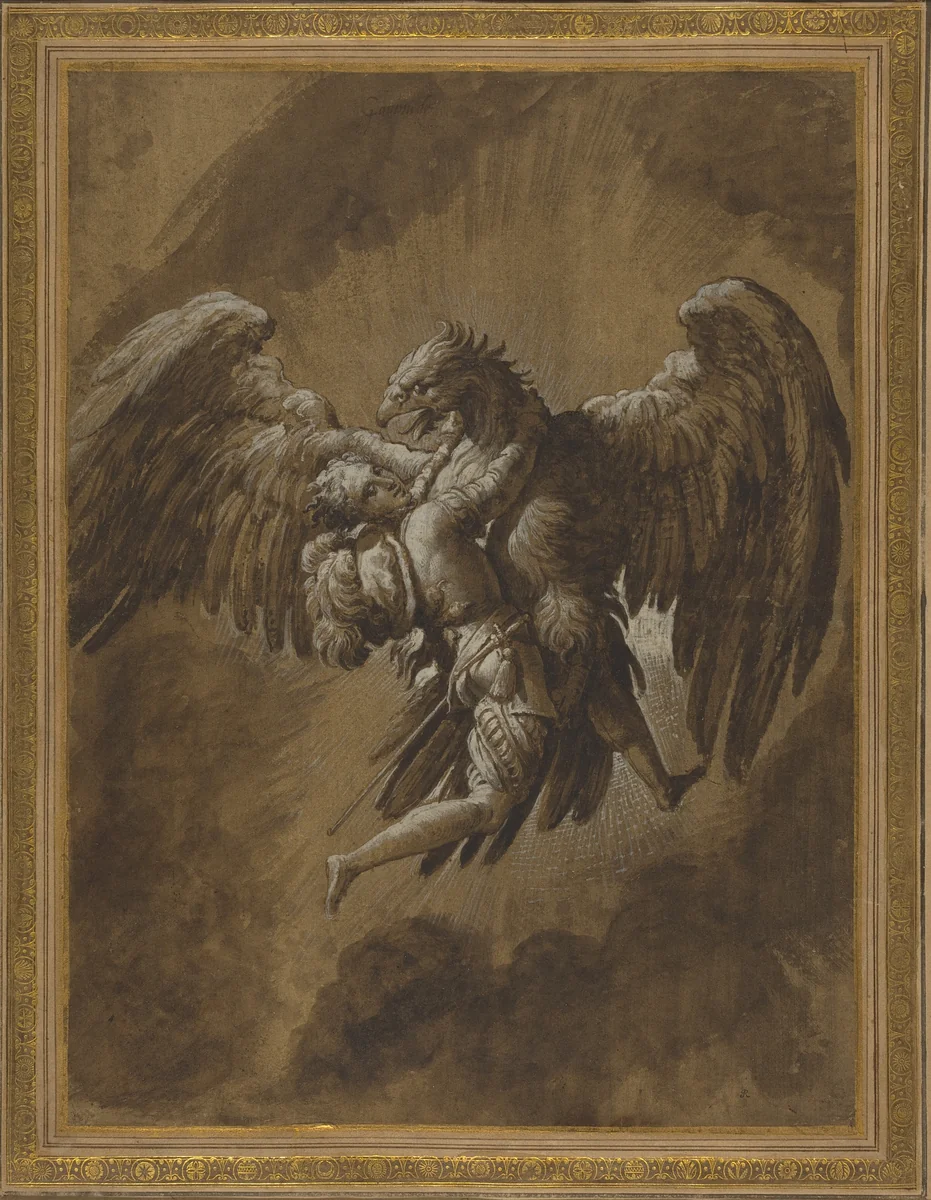 The Rape of Ganymede by Niccolò dell' Abate, drawing, 1545