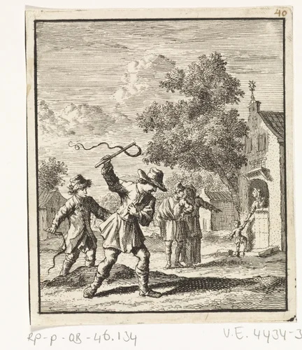Kinderen spelend met zwepen by Zacharias Chatelain, print, 1712