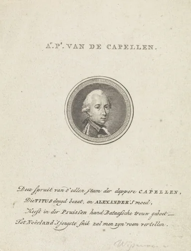 Portret van Alexander Philip van der Capellen by Abraham Jacobsz. Hulk, print, 1787