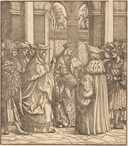 The Archbishop Blessing the Child after the Baptism by Hans Burgkmair, print, 1473-1531