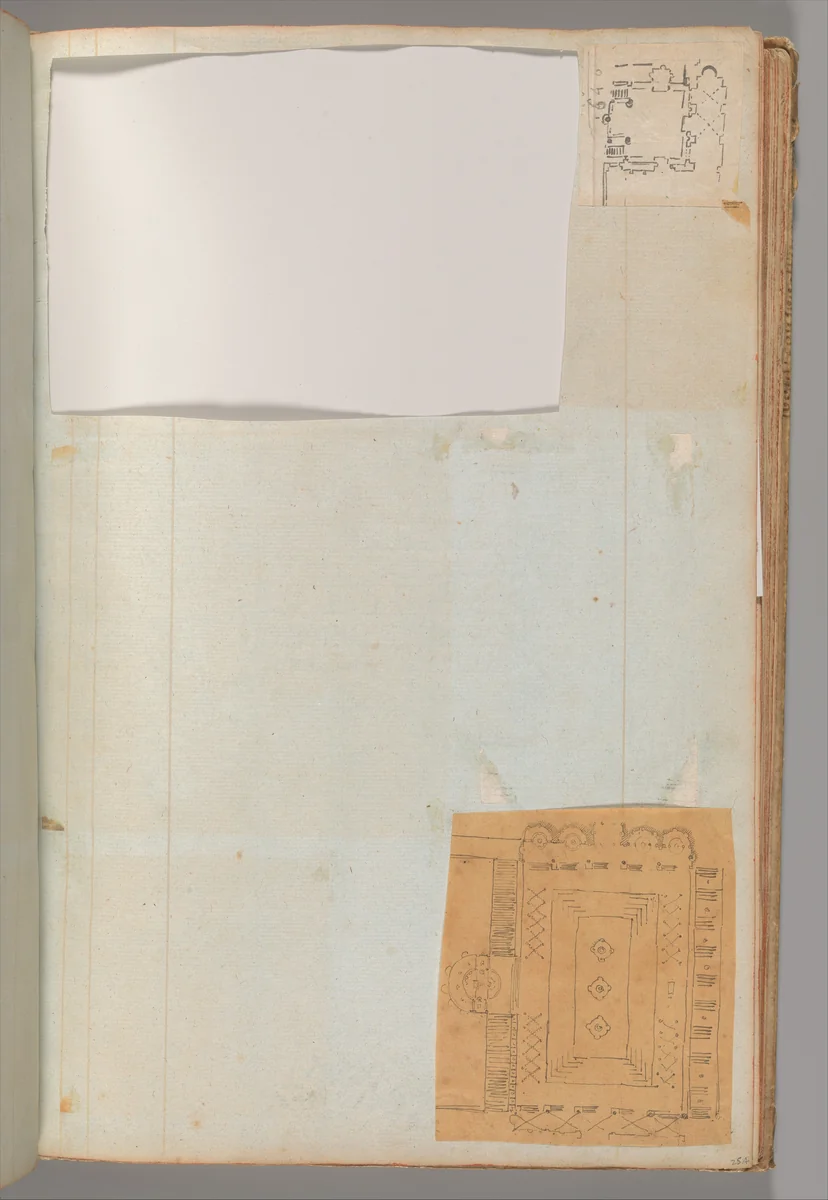 Page from a Scrapbook containing Drawings and Several Prints of Architecture, Interiors, Furniture and Other Objects by Charles Percier, book, 1795-1805