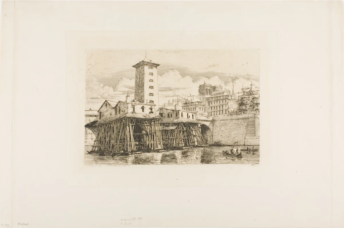 La Pompe Notre Dame, Paris by Charles Meryon, print, 1852